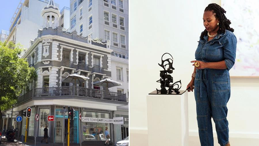 From Left to Right: WORLDART Gallery on Long Street, Nonhlanhla Mditshwa - ART ROUTE Guide